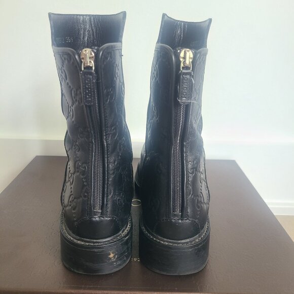 Gucci Embossed Black Leather Boots - Picture 3 of 6